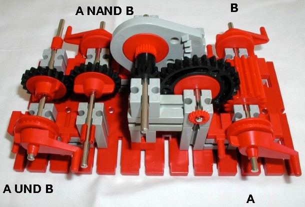 Mechanisches AND/NAND-Gatter (Foto: Thomas Püttmann)