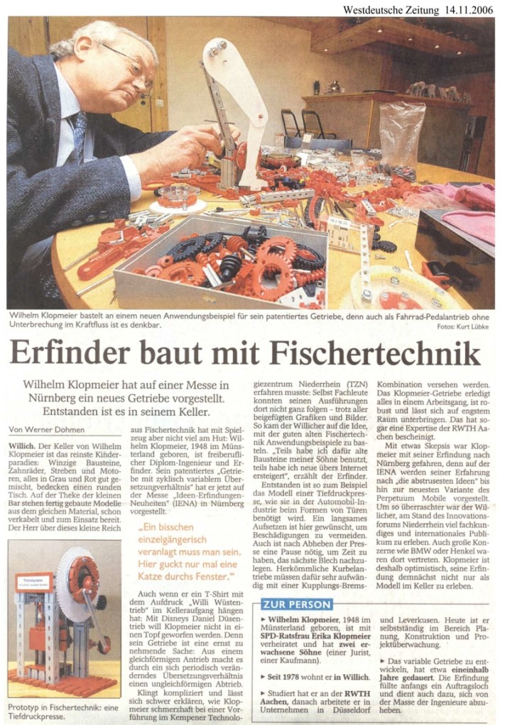 Bericht Westdeutsche Zeitung 14.11.2006